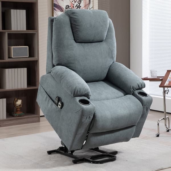 Rootz Massagestol - TV-fåtölj - Liggstol - Ultimat komfort - Enkel uppresningshjälp - Anpassningsbar lutning - 90L x 101W x 107H cm - Polyestertyg