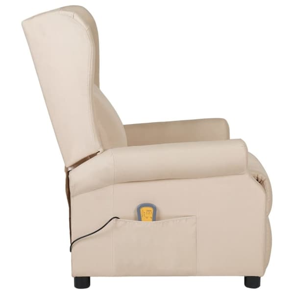 vidaXL Massagefåtölj gräddvit tyg