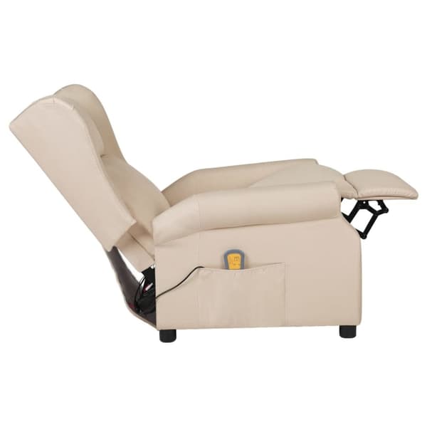 vidaXL Massagefåtölj gräddvit tyg