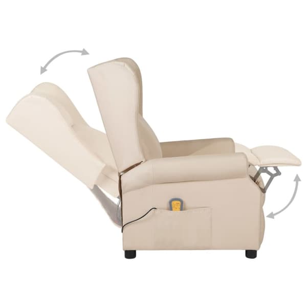 vidaXL Massagefåtölj gräddvit tyg