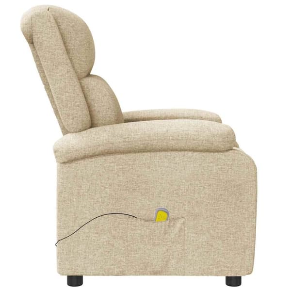 vidaXL Massagefåtölj gräddvit tyg