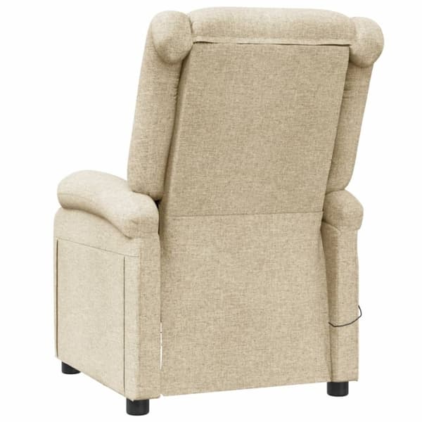 vidaXL Massagefåtölj gräddvit tyg
