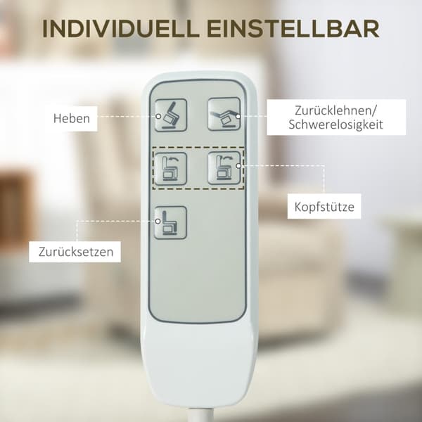 Rootz elektrisk vilstol - Lyftstol - Zero Gravity Senior Chair - Ståhjälp - Mobilitetshjälp - Ljusgrå - Plysch - 91cm x 93cm x 105cm