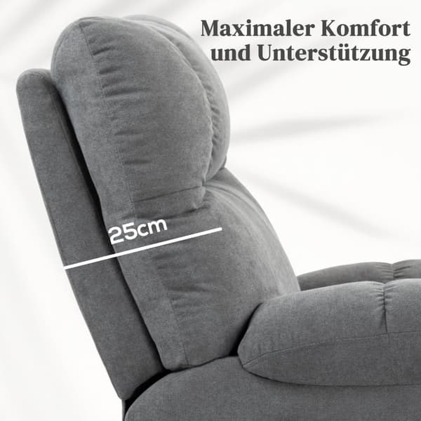 Rootz Electric Riser Hvilestol - Stand-Up TV Hvilestol - Massagepunkter - Fodstøtte - Kopholdere - Grå - 91cm x 95cm x 109cm