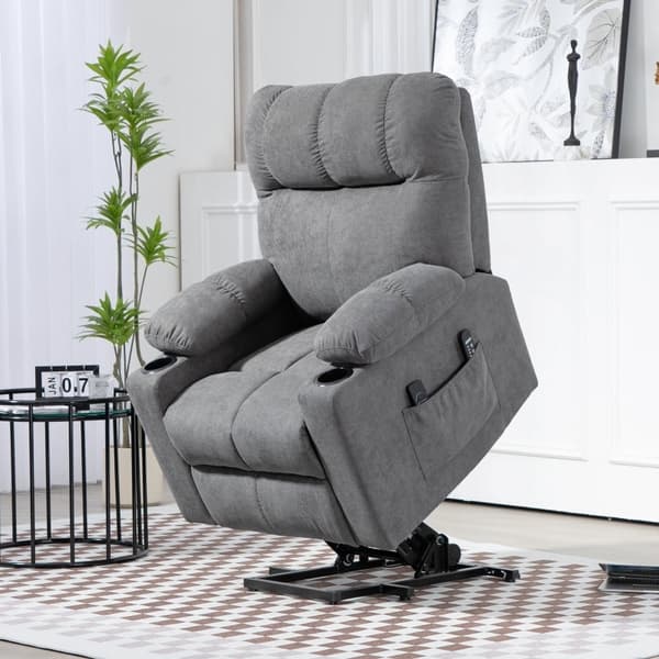Rootz Electric Riser Hvilestol - Stand-Up TV Hvilestol - Massagepunkter - Fodstøtte - Kopholdere - Grå - 91cm x 95cm x 109cm