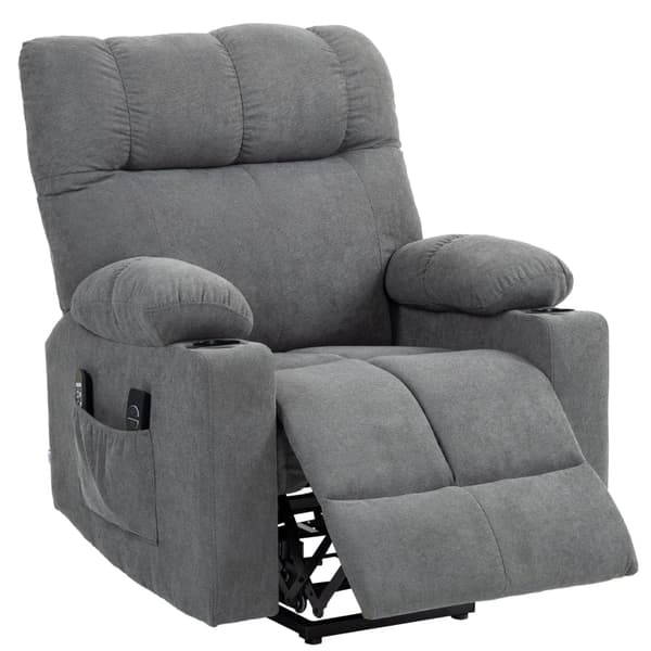 Rootz Electric Riser lepotuoli - Stand Up TV lepotuoli - Hierontapisteet - Jalkatuki - Mukinpitimet - Harmaa - 91cm x 95cm x 109cm