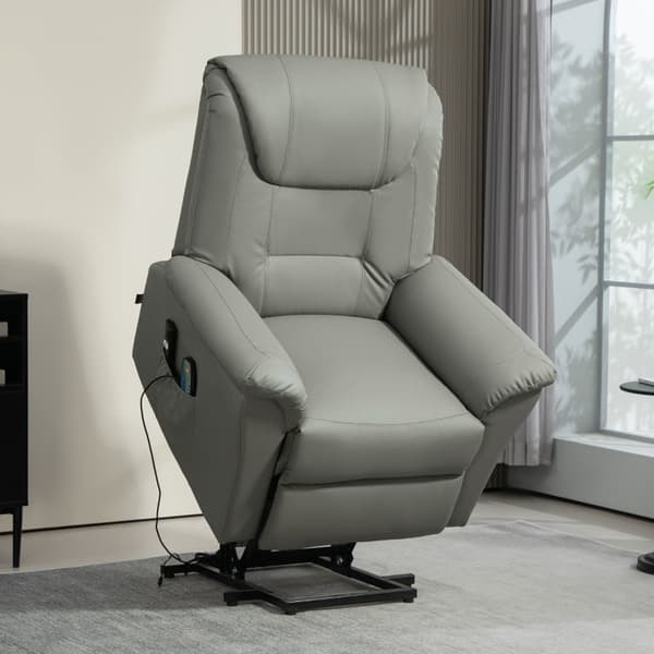 Rootz Elektrisk TV Stol med Riser - Massagelænestol - Varmefunktion - Stand-Up Aid - Kunstlæder - 93cm x 95cm x 106cm
