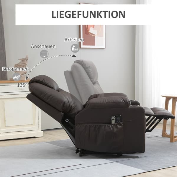 Rootz Electric Riser TV-tuoli - Hierontatuoli - Seisontatuki - Ruskea keinonahka - 88cm x 99cm x 106cm