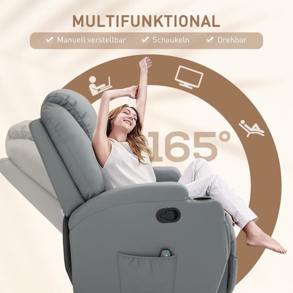Rootz Massage Hvilestol - TV Stol - Vibrerende Stol - Afslapningsstol - Ryg muskelspændingsaflastning - 84cm x 92cm x 109cm