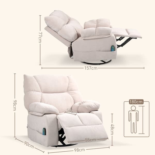 Rootz Massagestol - TV Lænestol - Hvilestol - Luksusstof - Varmefunktion - 98cm x 90cm x 98cm