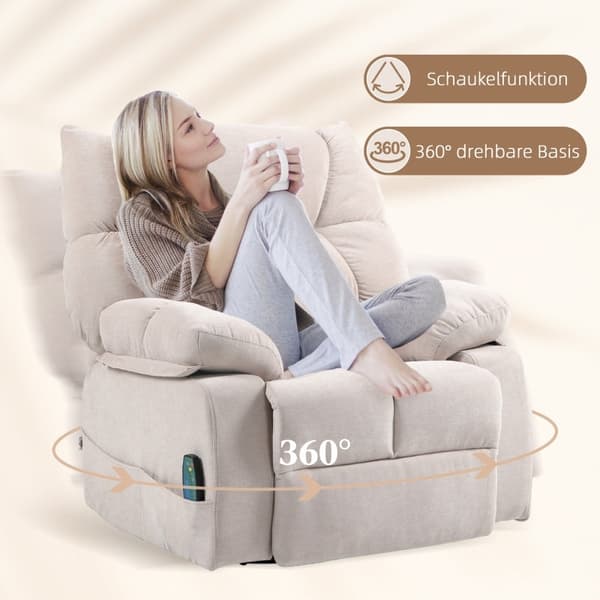 Rootz Massagestol - TV Lænestol - Hvilestol - Luksusstof - Varmefunktion - 98cm x 90cm x 98cm