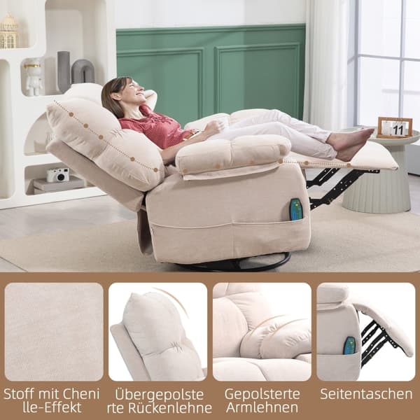 Rootz Massagestol - TV Lænestol - Hvilestol - Luksusstof - Varmefunktion - 98cm x 90cm x 98cm