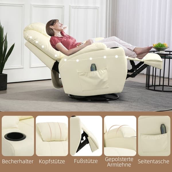 Rootz Hierontanojatuoli - TV-nojatuoli - Keinonahkainen nojatuoli - Ultimate Comfort - 89L x 99W x 106K cm
