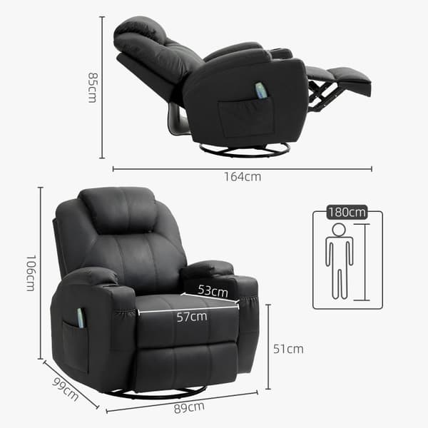 Rootz-hierontatuoli - TV-nojatuoli - keinonahka - Ultimate Comfort - 89L x 99L x 106K cm
