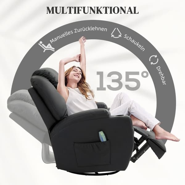 Rootz-hierontatuoli - TV-nojatuoli - keinonahka - Ultimate Comfort - 89L x 99L x 106K cm