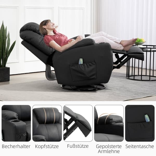 Rootz-hierontatuoli - TV-nojatuoli - keinonahka - Ultimate Comfort - 89L x 99L x 106K cm