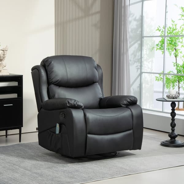 Rootz TV-fåtölj med massagefunktion - Uppvärmd biostol - 360° rotation - Rocker Recliner - 8 massagepunkter - Tjock vaddering - Fjärrkontroll - 97cm x
