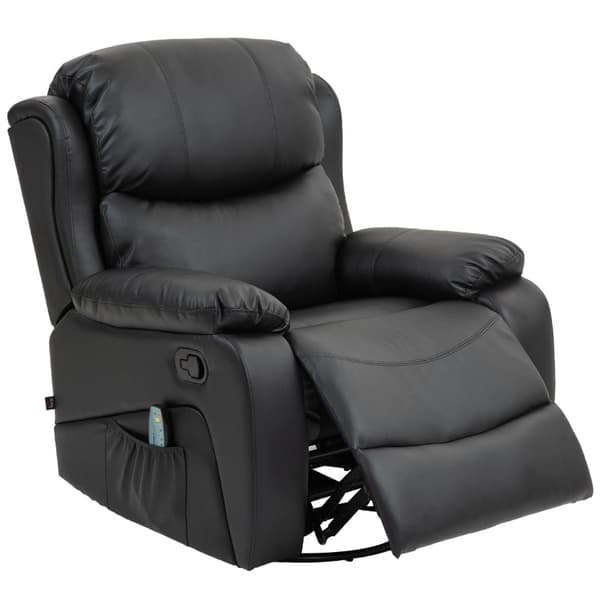 Rootz TV-lænestol med massagefunktion - Opvarmet biografstol - 360° rotation - Rocker Recliner - 8 massagepunkter - Tyk polstring - Fjernbetjening - 9