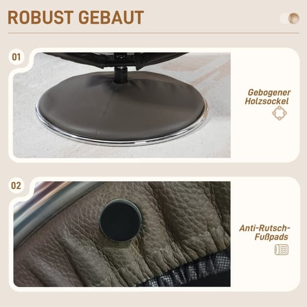 Rootz TV-fåtöljstol med pall - Spelstol - Vippfunktion - konstläder - 81cm x 95cm x 107cm