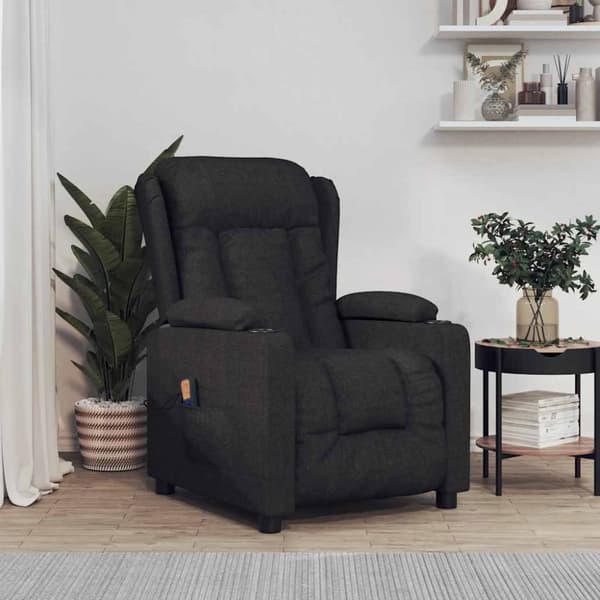 Massagefåtölj svart tyg