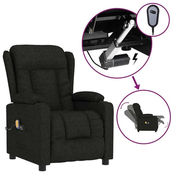 Elektrisk massagefåtölj svart tyg