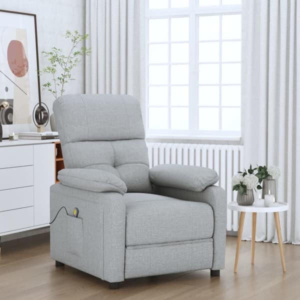 Massagefåtölj ljusgrå tyg