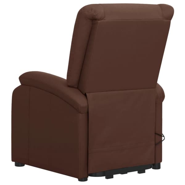Massagefåtölj med uppresningshjälp brun konstläder