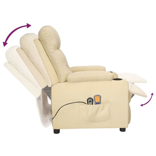 Elektrisk massagefåtölj gräddvit tyg