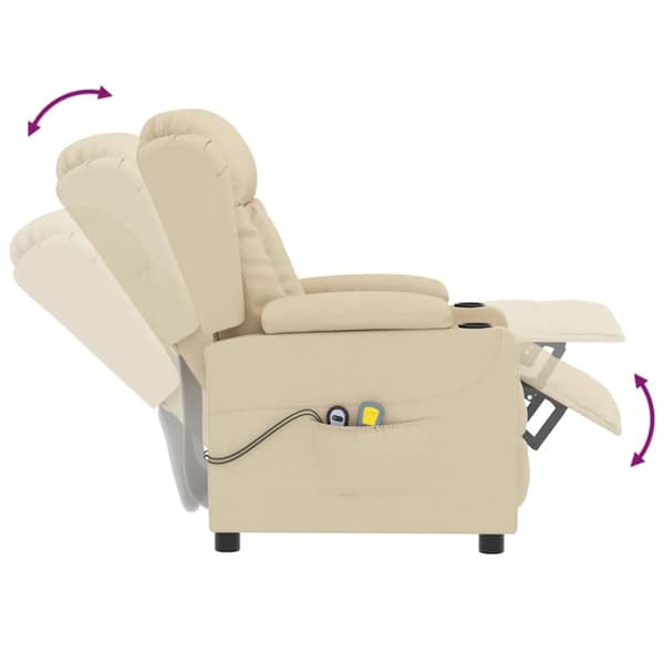 Elektrisk massagefåtölj gräddvit tyg