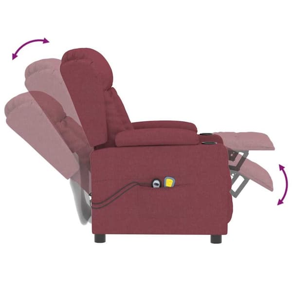 Elektrisk massagefåtölj vinröd tyg