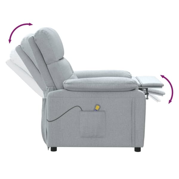 Massagefåtölj ljusgrå tyg