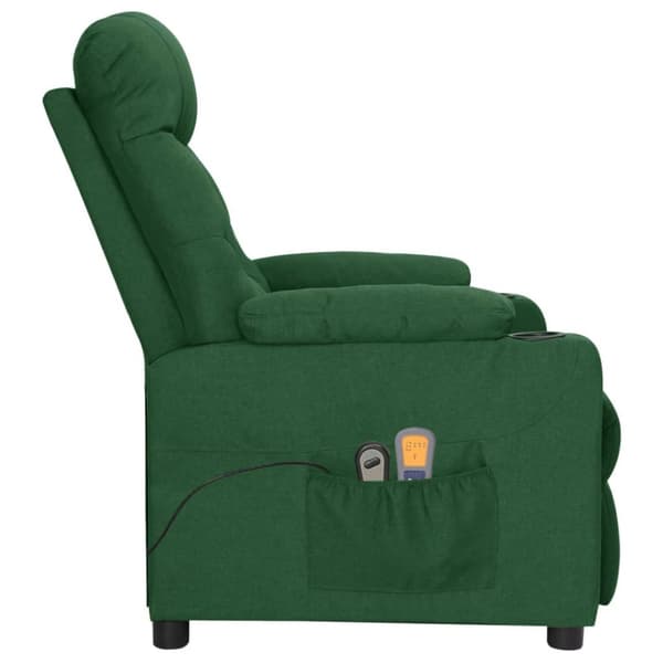 Massagefåtölj mörkgrön tyg