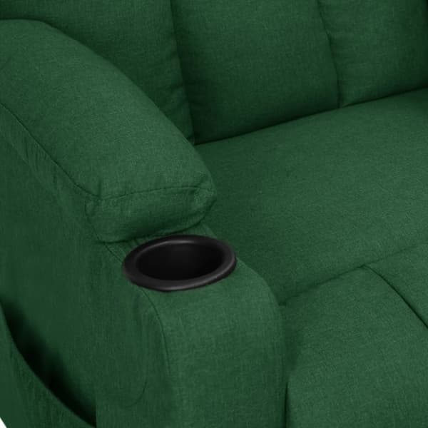 Massagefåtölj mörkgrön tyg