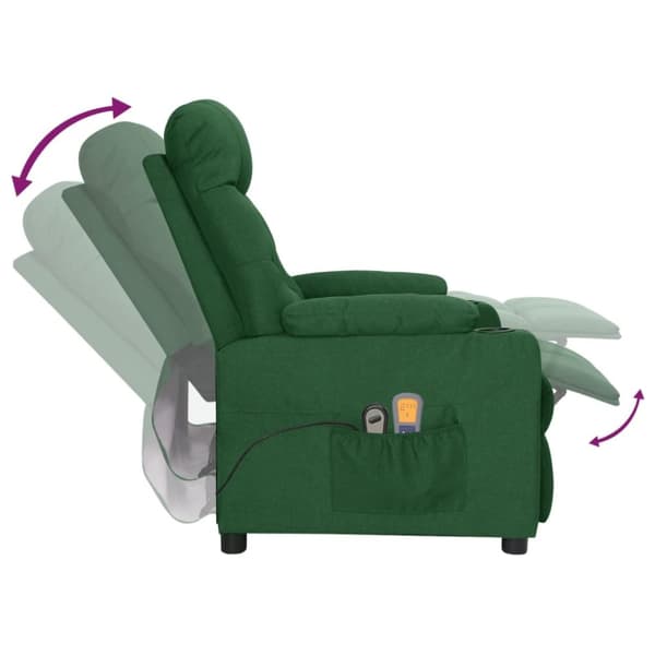 Massagefåtölj mörkgrön tyg