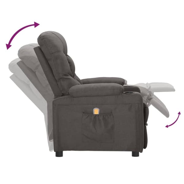 Massagefåtölj mörkgrå tyg