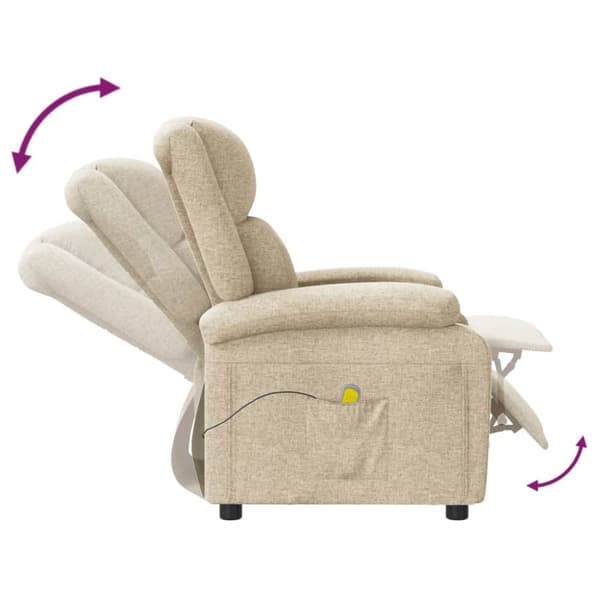 Massagefåtölj gräddvit tyg