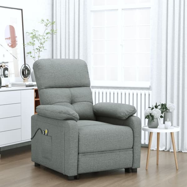 Elektrisk massagefåtölj mörkgrå tyg