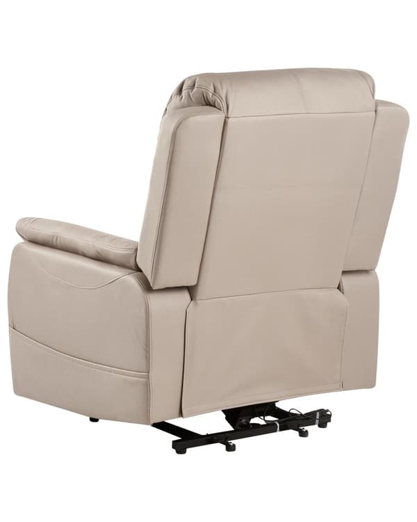 Massagestol Taupe Kunstlæder Lænestol med Løftefunktion Elektrisk Recliner Hvilestol med Motor Sædeløft Stol Fjernbetjening Seniorstol