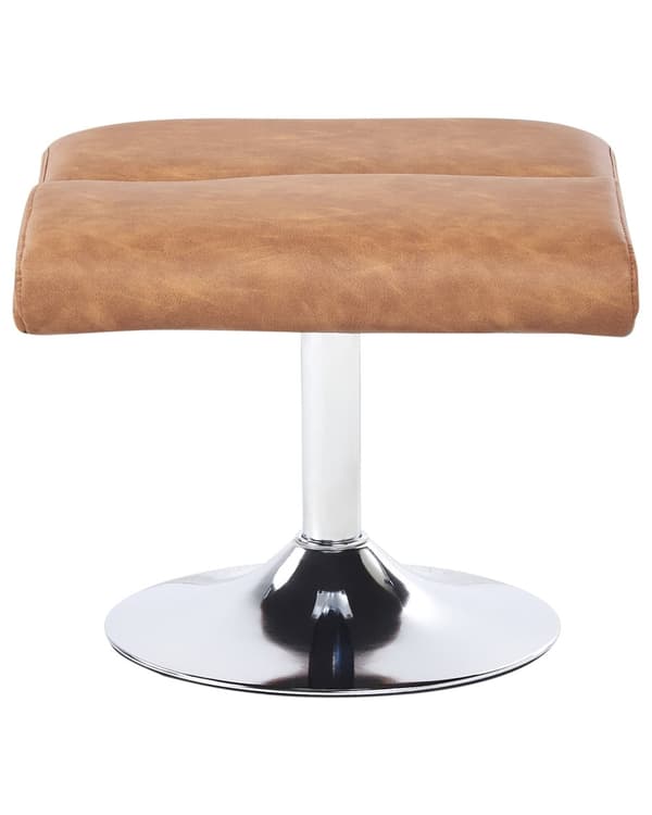 Hvilestol Brun med Fodskammel Polstret Metalstel i Imiteret Læder Opvarmet Massagefunktion Retro Design