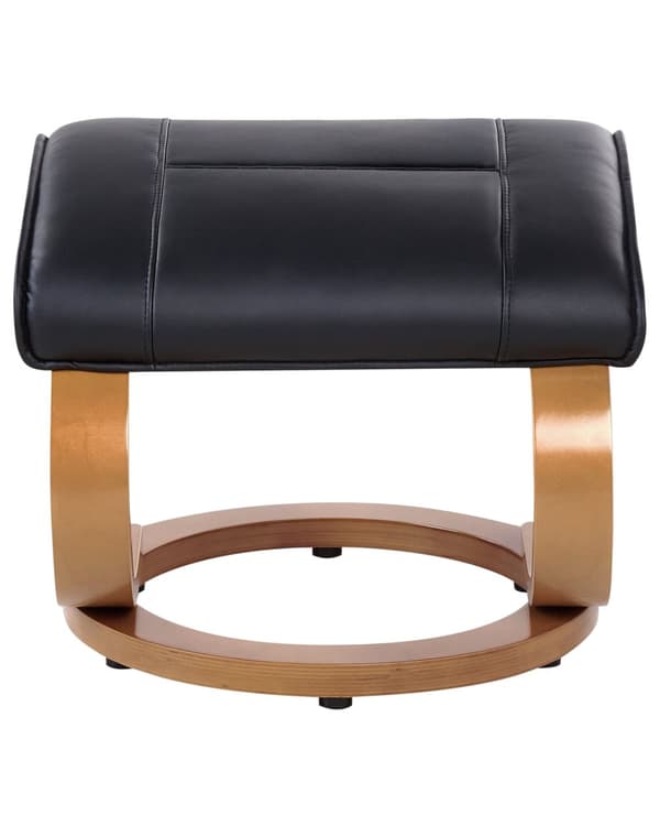 Hvilestol Sort med Fodskammel i Kunstlæder Polstret Træ stel Varme Massagefunktion Retro Design