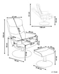Miniatyrbillede 3 af 11: Hvilestol Lys beige med Fodskammel Polstret Metalstel i Imiteret Læder Opvarmet Massagefunktion Retro Design
