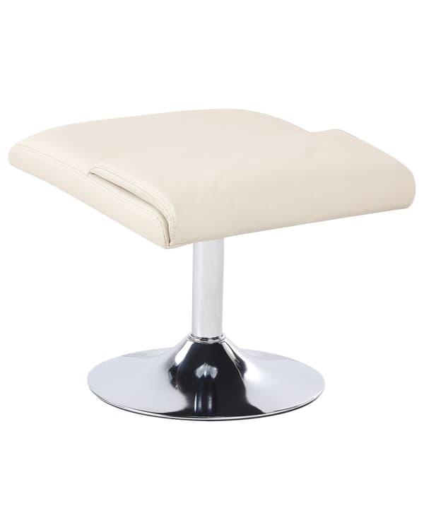 Hvilestol Lys beige med Fodskammel Polstret Metalstel i Imiteret Læder Opvarmet Massagefunktion Retro Design