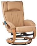Miniatyrbillede 5 af 11: Hvilestol Lysebrun med Fodskammel i Kunstlæder Polstret Træ stel Varme Massagefunktion Retro Design