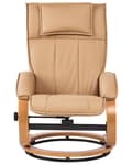 Miniatyrbillede 7 af 11: Hvilestol Lysebrun med Fodskammel i Kunstlæder Polstret Træ stel Varme Massagefunktion Retro Design
