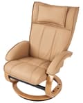 Miniatyrbillede 9 af 11: Hvilestol Lysebrun med Fodskammel i Kunstlæder Polstret Træ stel Varme Massagefunktion Retro Design