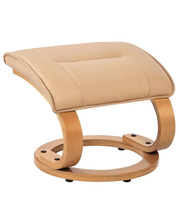 Hvilestol Lysebrun med Fodskammel i Kunstlæder Polstret Træ stel Varme Massagefunktion Retro Design