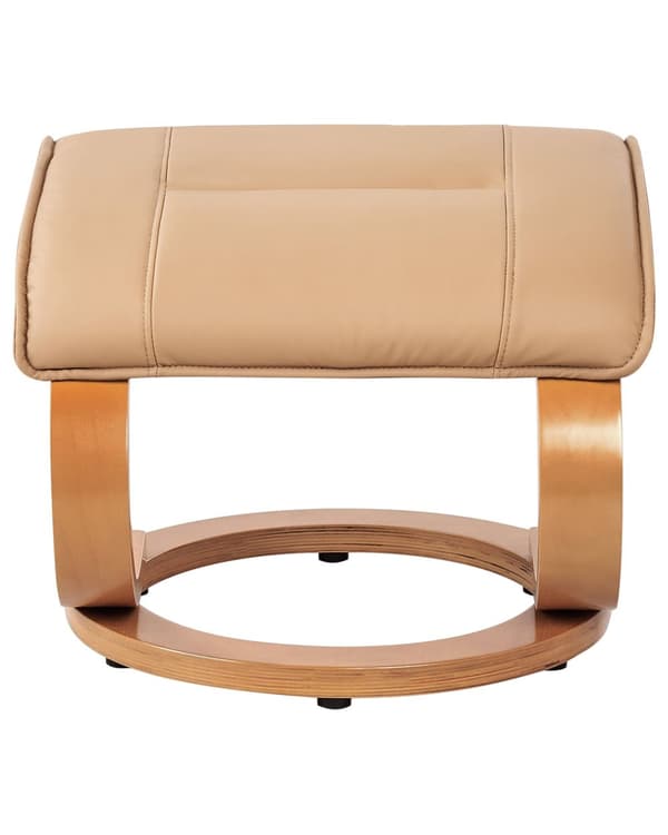 Hvilestol Lysebrun med Fodskammel i Kunstlæder Polstret Træ stel Varme Massagefunktion Retro Design