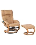 Miniatyrbillede 1 af 11: Hvilestol Lysebrun med Fodskammel i Kunstlæder Polstret Træ stel Varme Massagefunktion Retro Design