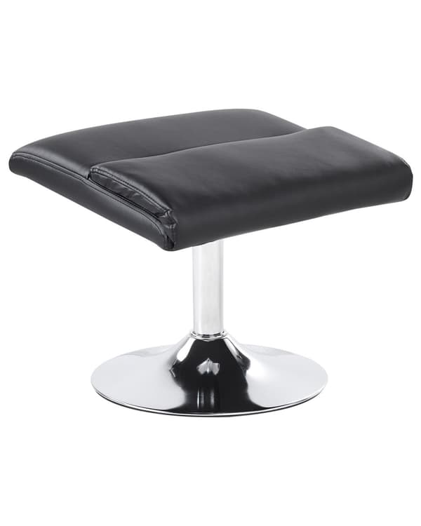 Hvilestol Sort med Fodskammel Polstret Metalstel i Imiteret Læder Opvarmet Massagefunktion Retro Design
