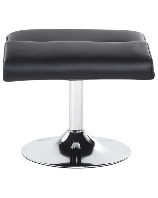 Hvilestol Sort med Fodskammel Polstret Metalstel i Imiteret Læder Opvarmet Massagefunktion Retro Design